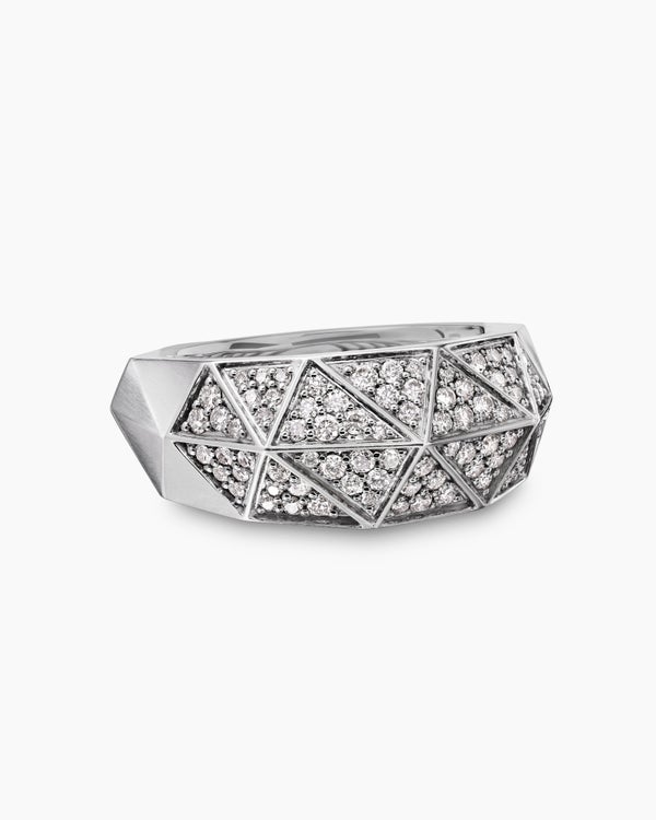 Bague chevalière facettée serrée en argent sterling, 11,3 mm