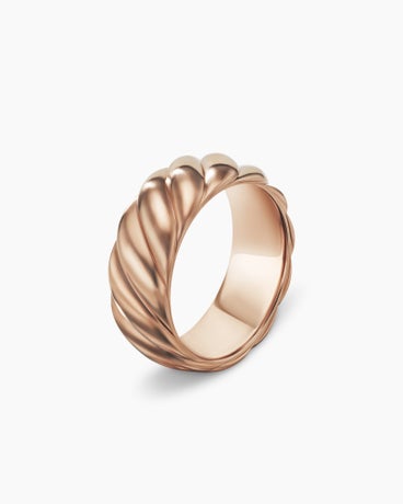 Sculpted Cable Contour Band Ring in 18K Rose Gold, 9mm