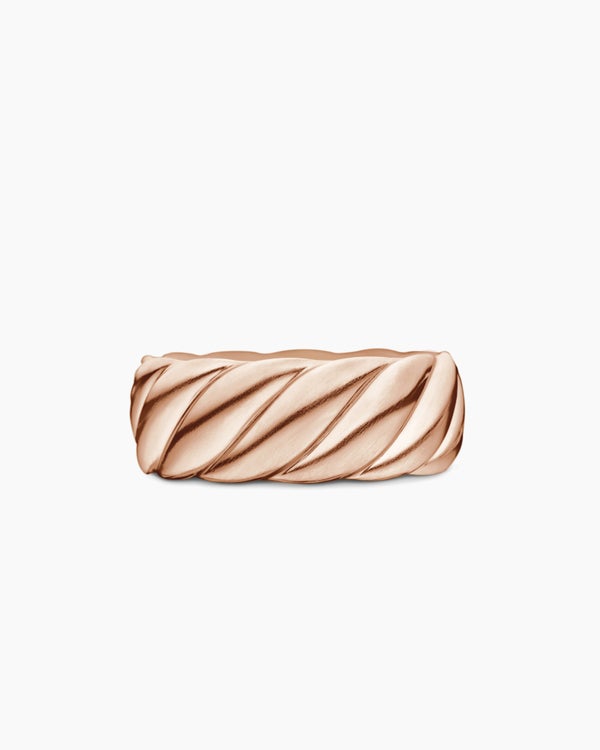 Sculpted Cable Contour Band Ring in 18K Rose Gold, 9mm