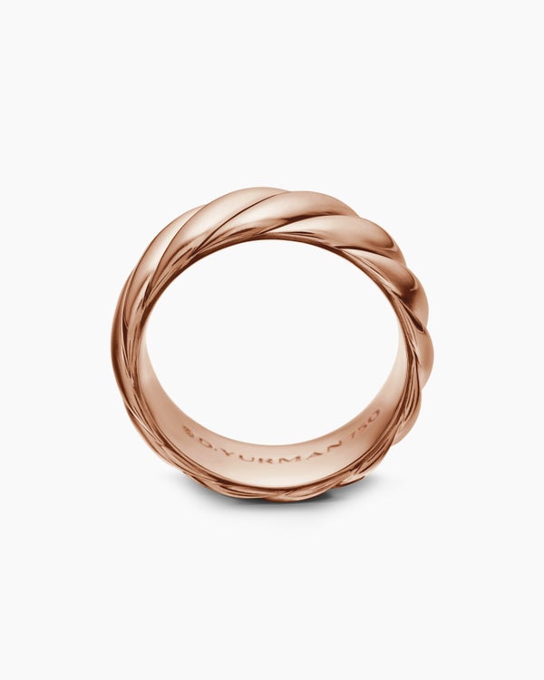 Sculpted Cable Contour Band Ring in 18K Rose Gold, 9mm