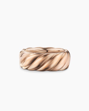 Sculpted Cable Contour Band Ring in 18K Rose Gold, 9mm