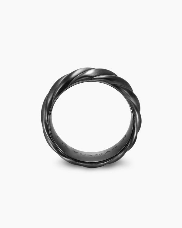 Sculpted Cable Band Ring in Black Titanium, 9mm