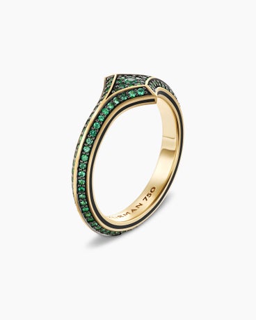 Armory® Stack Ring in 18K Yellow Gold with Emeralds, 10.8mm