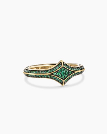 Armoury® Stack Ring in 18K Yellow Gold with Emeralds, 10.8mm