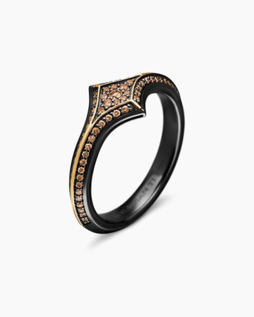 Armoury® Stack Ring in Black Titanium with 18K Yellow Gold and Cognac Diamonds, 10.8mm