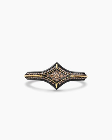 Armoury® Stack Ring in Black Titanium with 18K Yellow Gold and Cognac Diamonds, 10.8mm