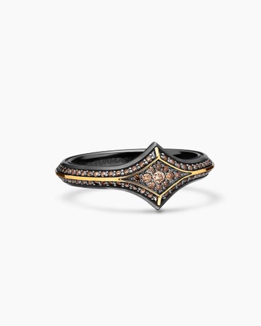 Armoury® Stack Ring in Black Titanium with 18K Yellow Gold and Cognac Diamonds, 10.8mm