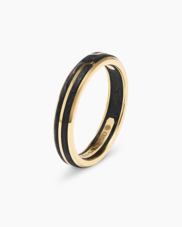 Forged Carbon Band Ring in 18K Yellow Gold, 4mm