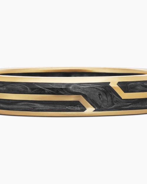 Mens Forged Carbon Band Ring in 18K Yellow Gold, 4mm