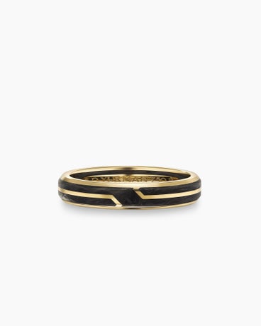 Forged Carbon Band Ring in 18K Yellow Gold, 4mm