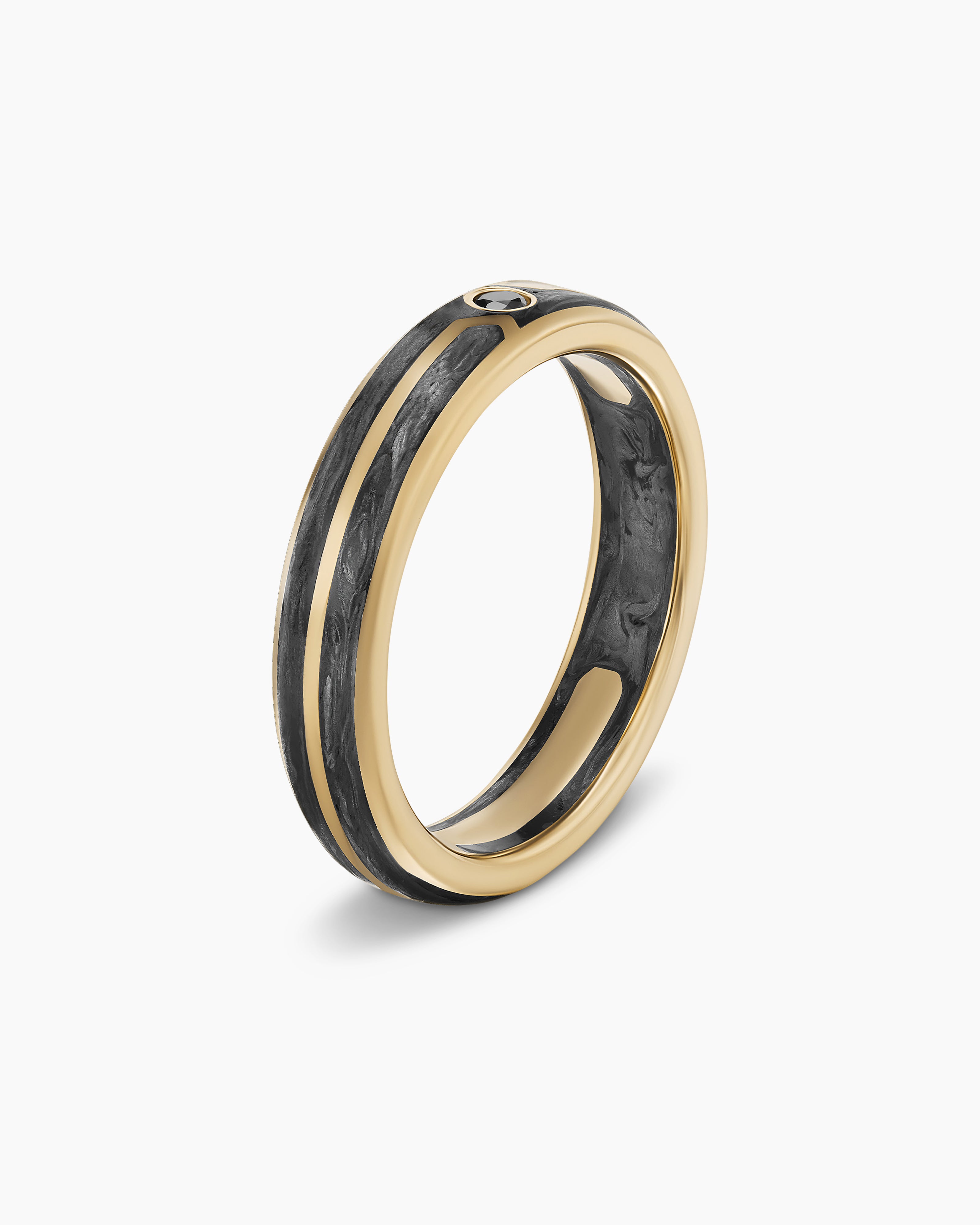 Black Carbon Fiber Inlay Rose Gold Men's Ring