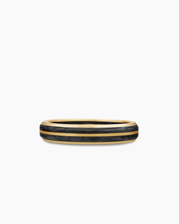 Forged Carbon Band Ring in 18K Yellow Gold, 4mm
