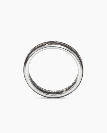 Forged Carbon Band Ring in 18K White Gold, 4mm