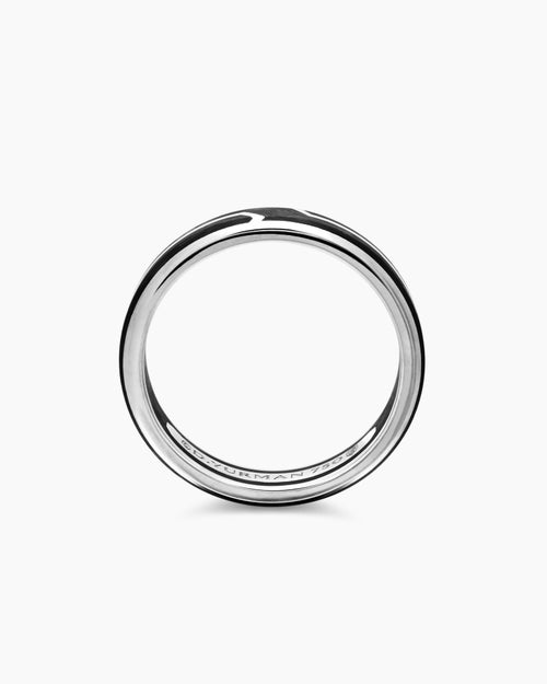 Mens Forged Carbon Band Ring in 18K White Gold, 4mm