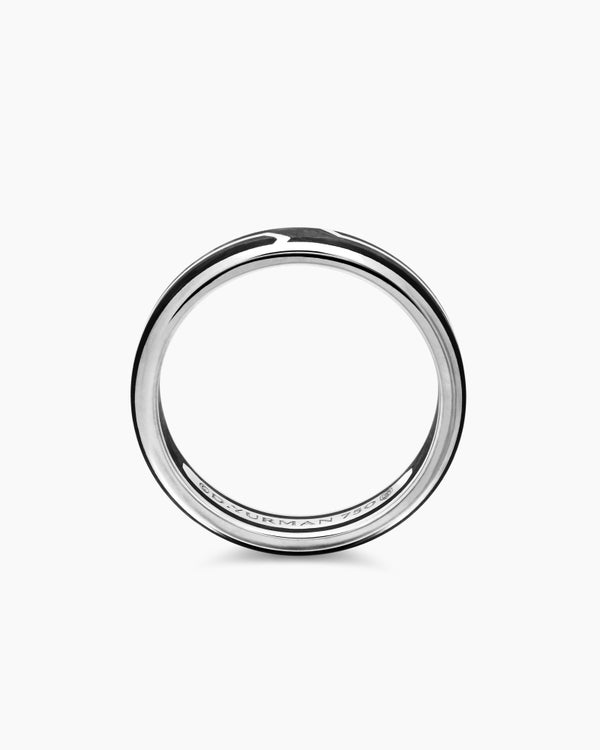 Forged Carbon Band Ring in 18K White Gold, 4mm