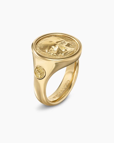 Life and Death Duality Signet Ring in 18K Yellow Gold, 20mm