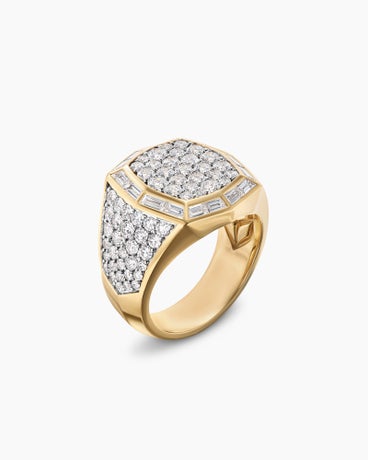 Streamline® Signet Ring in 18K Yellow Gold with Diamonds, 25mm