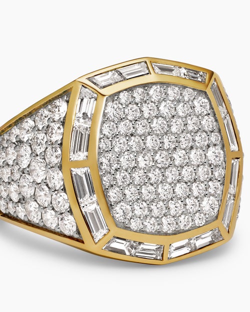 Mens Streamline Signet Ring in 18K Yellow Gold, 25mm