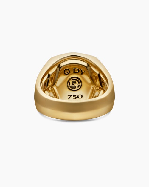 Mens Streamline Signet Ring in 18K Yellow Gold, 25mm