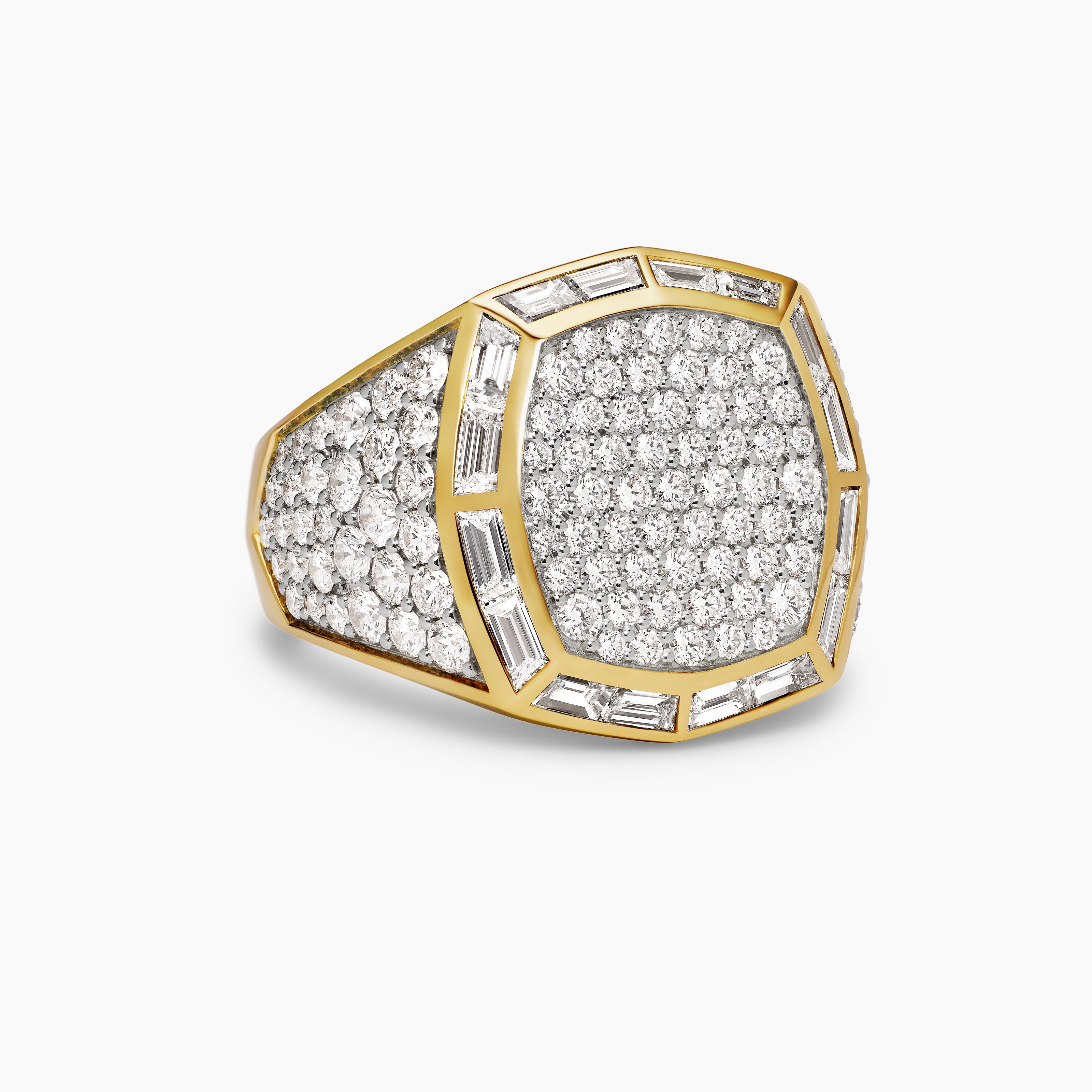 Mens Streamline Signet Ring in 18K Yellow Gold, 25mm