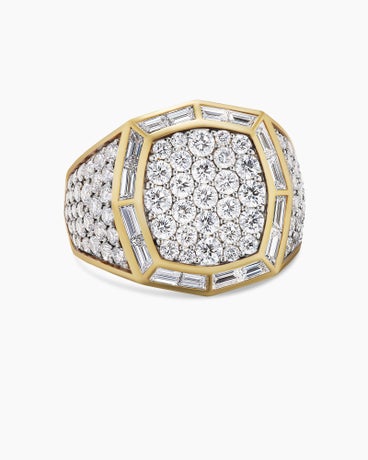 Streamline® Signet Ring in 18K Yellow Gold with Diamonds, 25mm