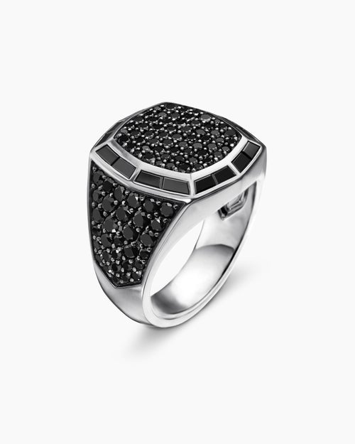 Mens Streamline Signet Ring in 18K White Gold, 25mm