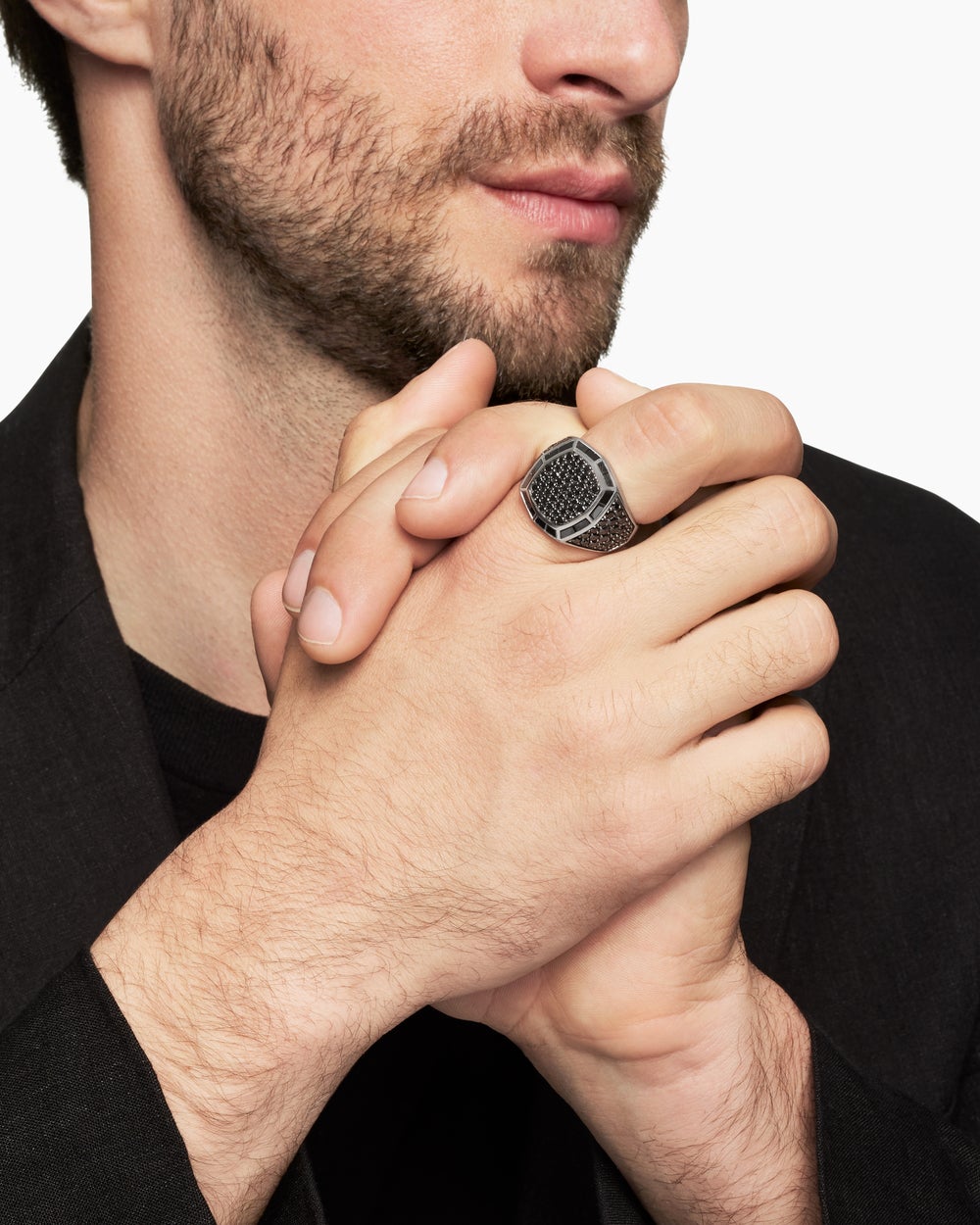 Mens Streamline Signet Ring in 18K White Gold, 25mm