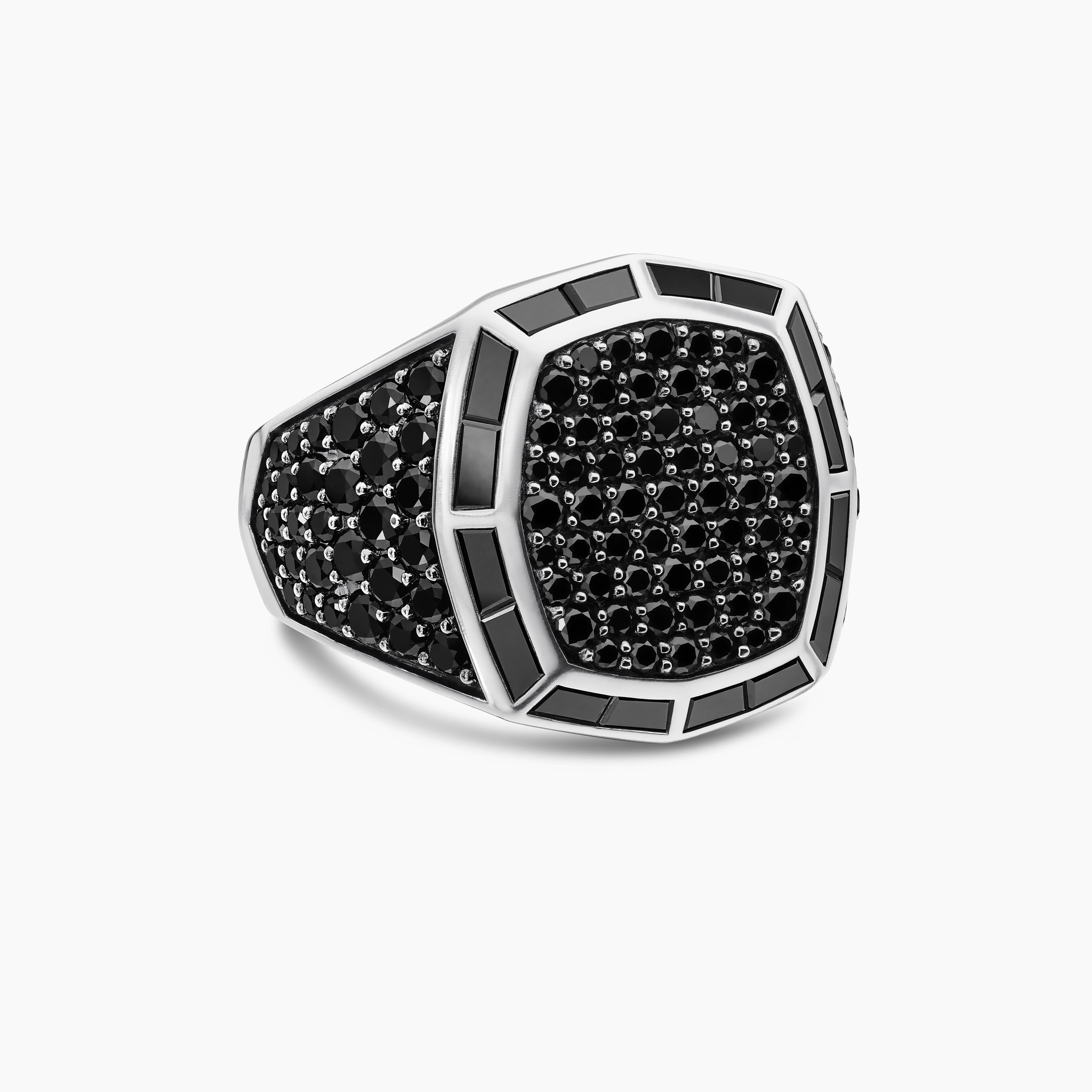 Mens Streamline Signet Ring in 18K White Gold, 25mm