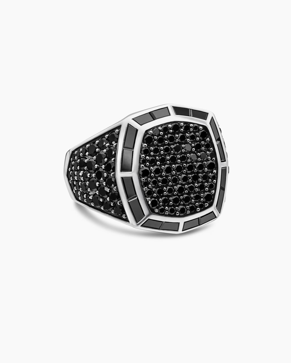 Mens Streamline Signet Ring in 18K White Gold, 25mm