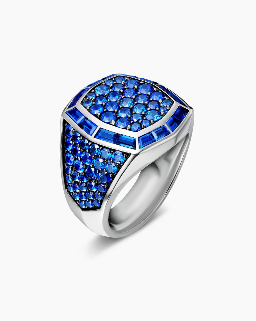Mens Streamline Signet Ring in 18K White Gold, 25mm
