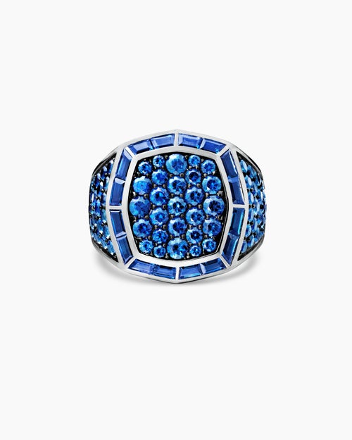 Mens Streamline Signet Ring in 18K White Gold, 25mm