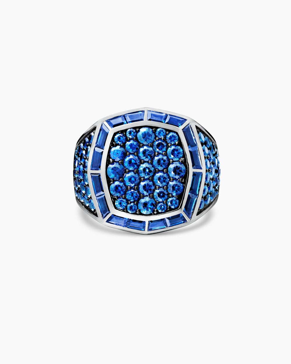 Mens Streamline Signet Ring in 18K White Gold, 25mm