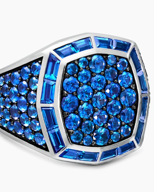 Mens Streamline Signet Ring in 18K White Gold, 25mm