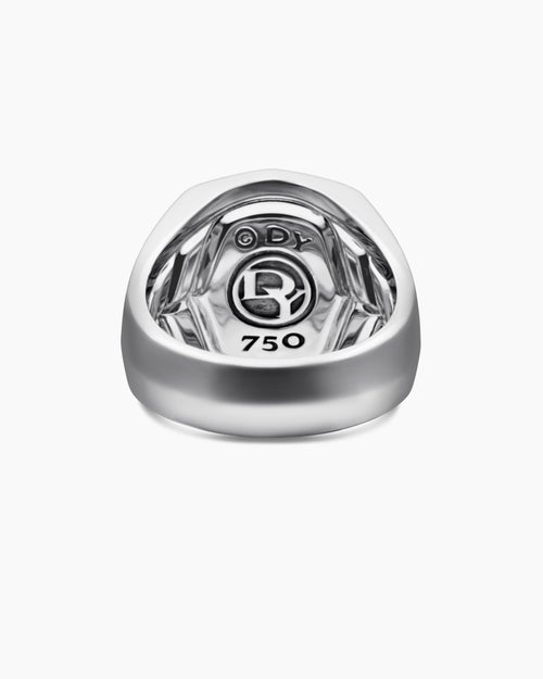 Mens Streamline Signet Ring in 18K White Gold, 25mm
