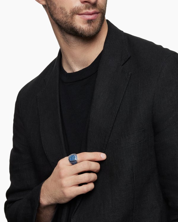 Streamline Signet Ring in 18K White Gold, 25mm