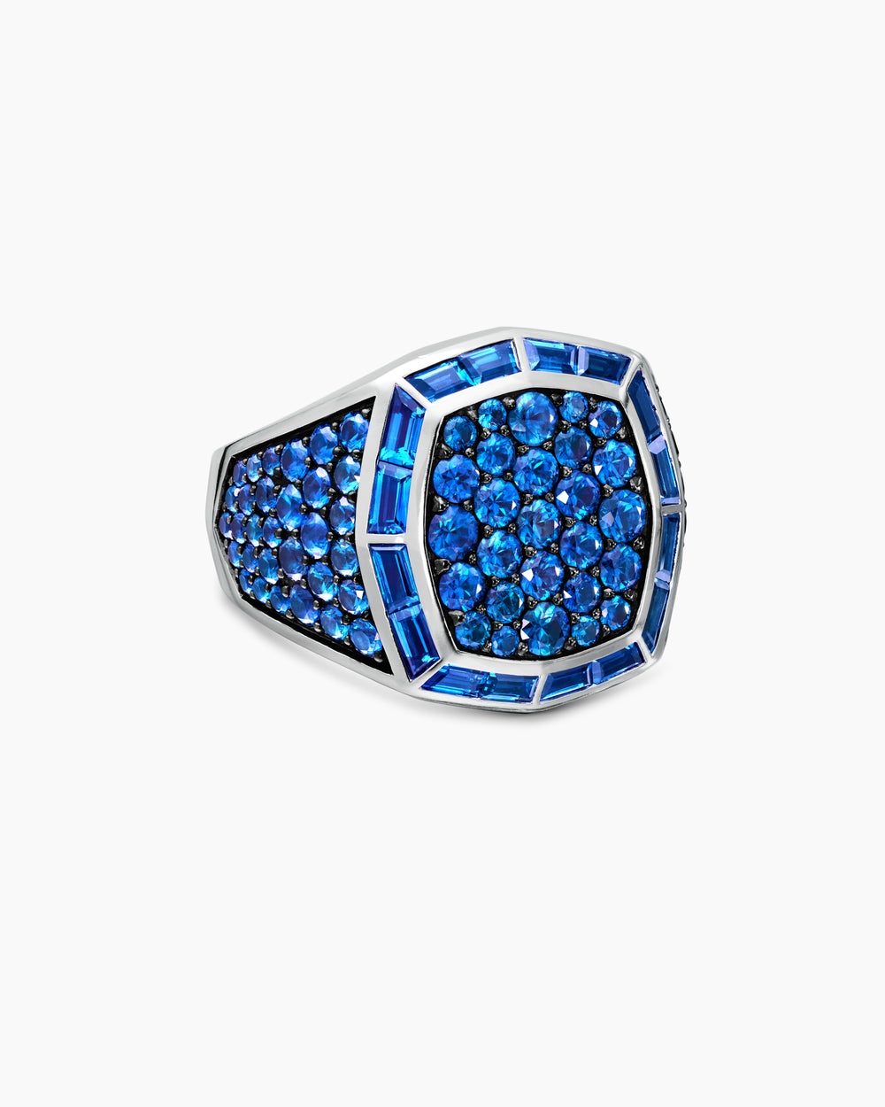 Mens Streamline Signet Ring in 18K White Gold, 25mm