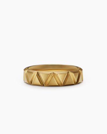 Faceted Triangle Band Ring in 18K Yellow Gold, 6mm