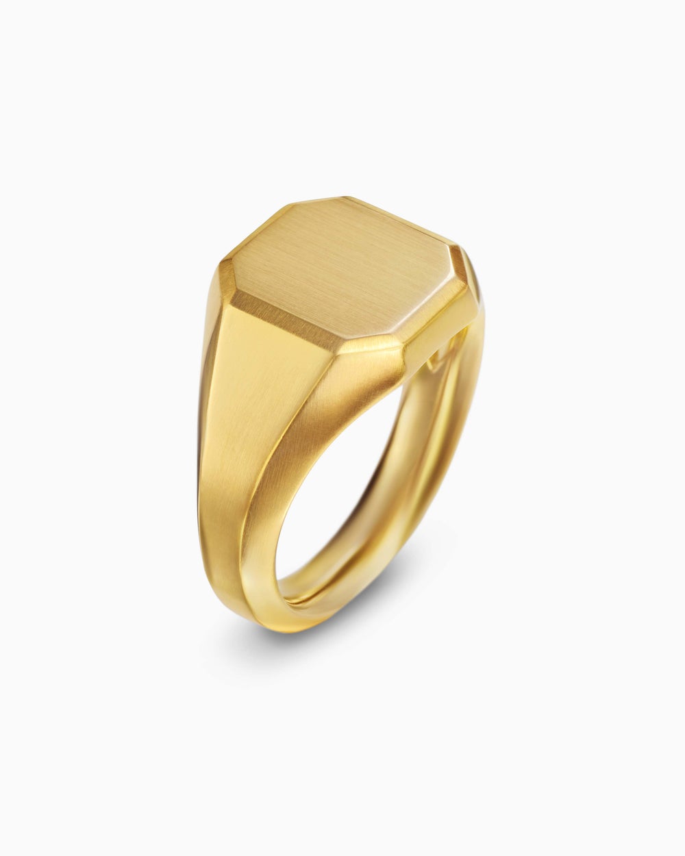 Mens Streamline Signet Ring in 18K Yellow Gold, 14mm