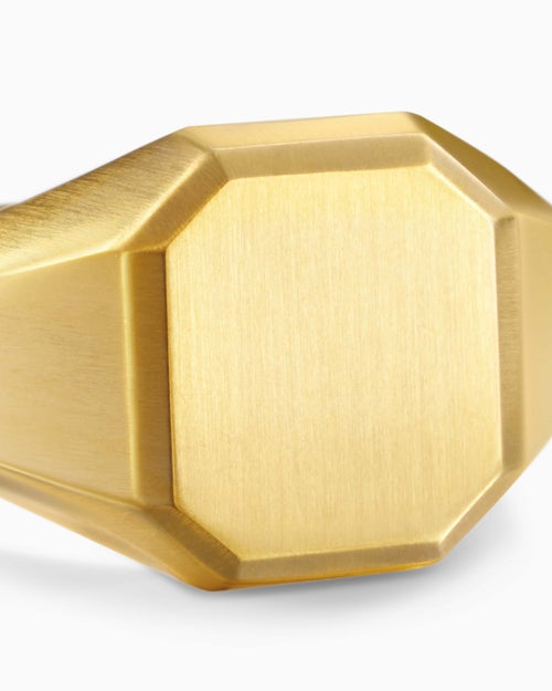 Mens Streamline Signet Ring in 18K Yellow Gold, 14mm