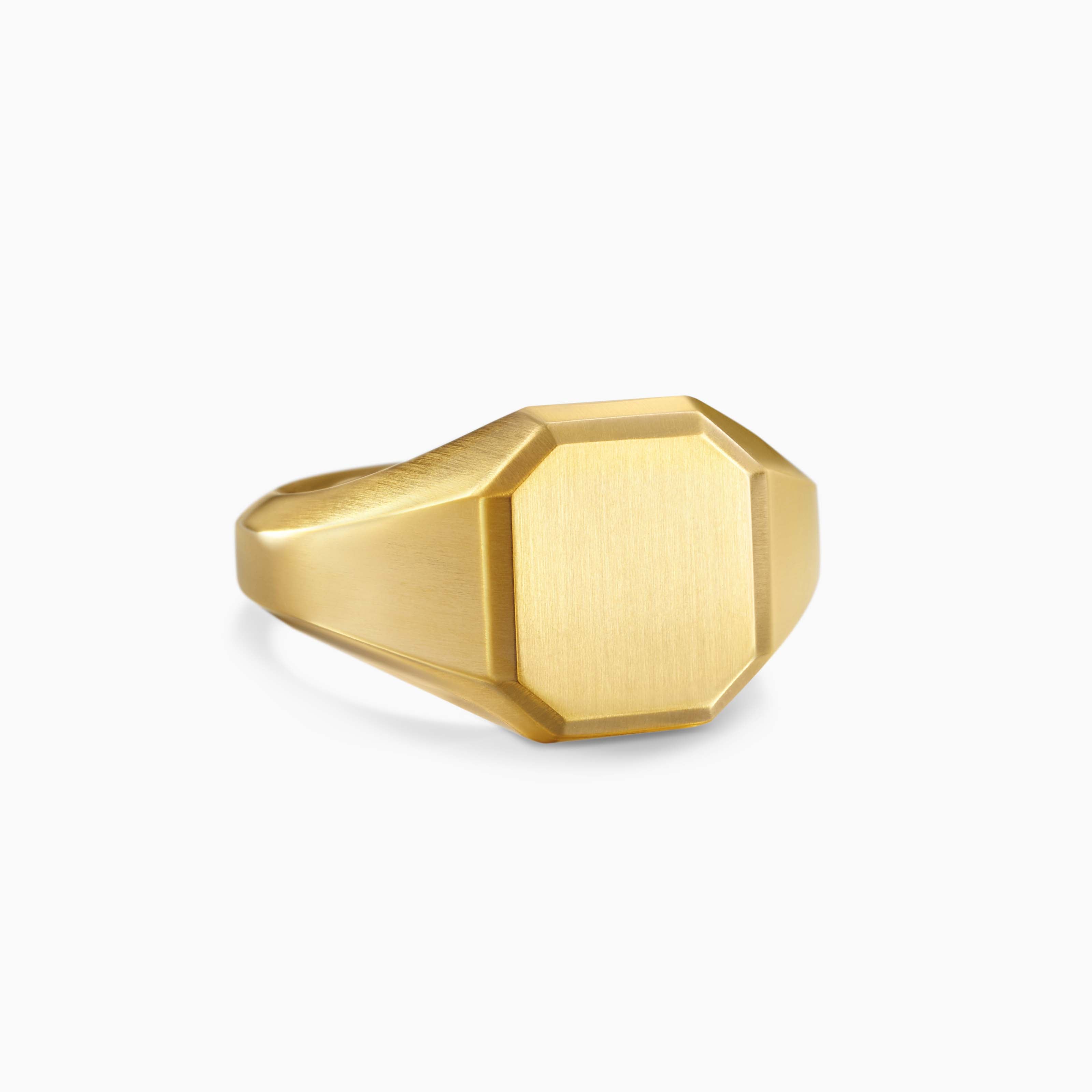 Mens Streamline Signet Ring in 18K Yellow Gold, 14mm