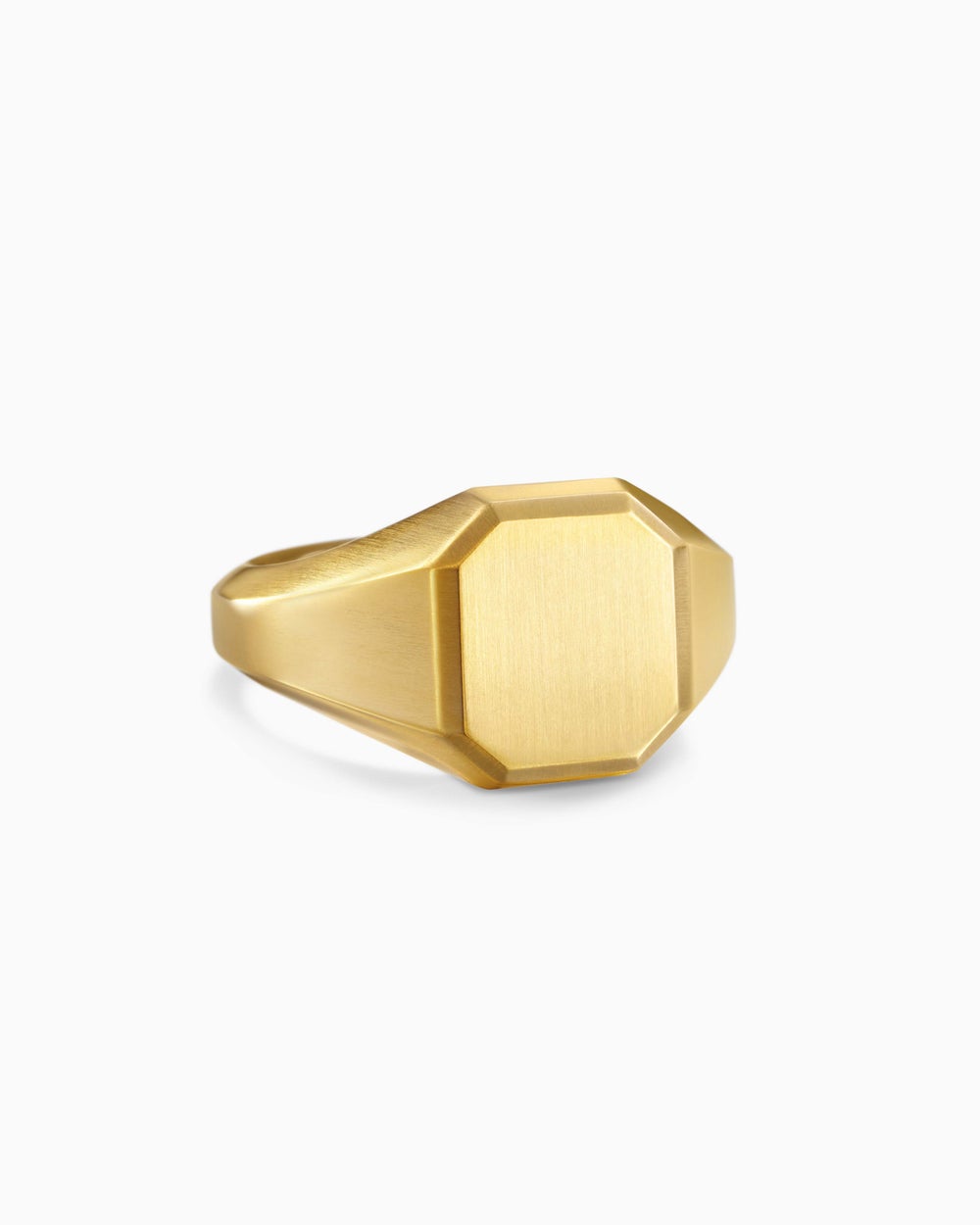 Mens Streamline Signet Ring in 18K Yellow Gold, 14mm
