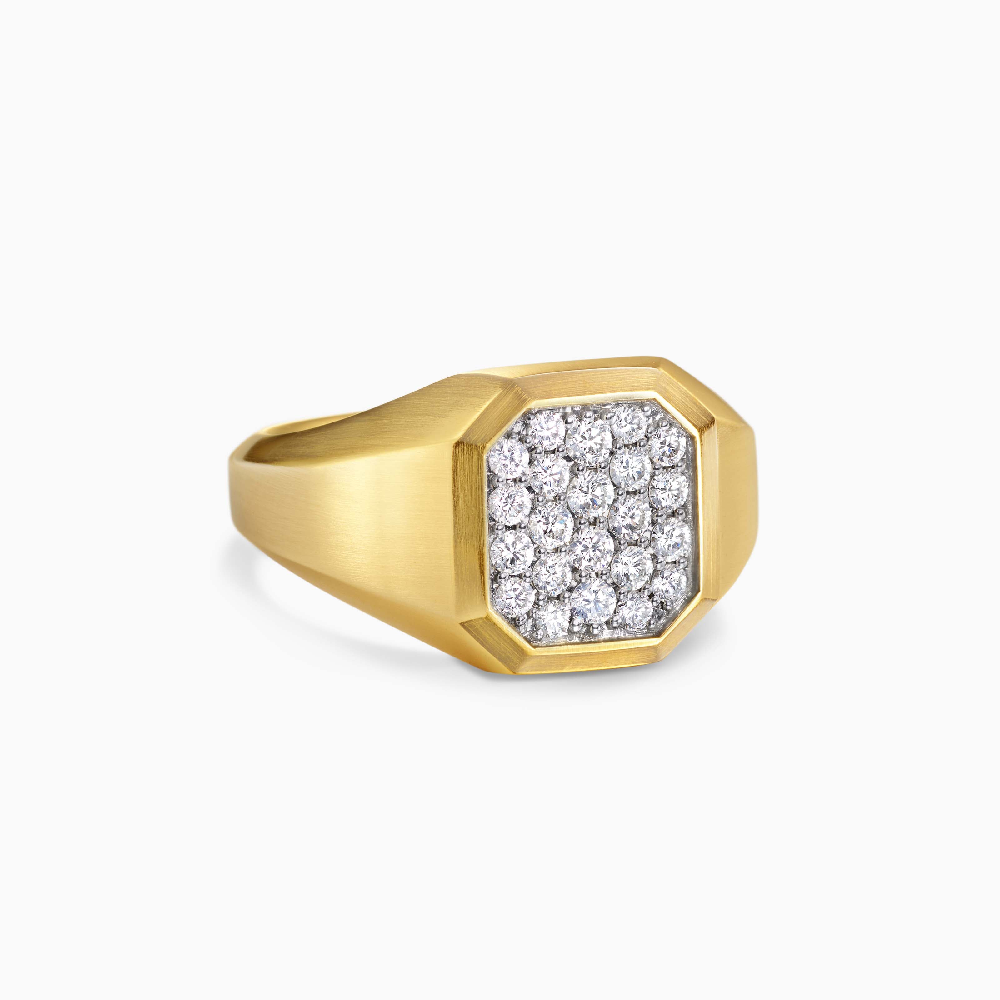 Mens Streamline Signet Ring in 18K Yellow Gold, 14mm