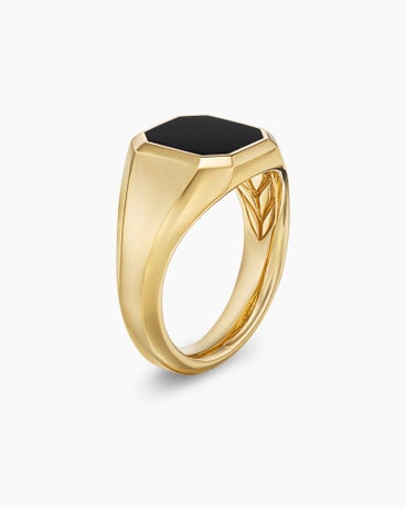 Streamline® Signet Ring in 18K Yellow Gold with Black Onyx, 14mm