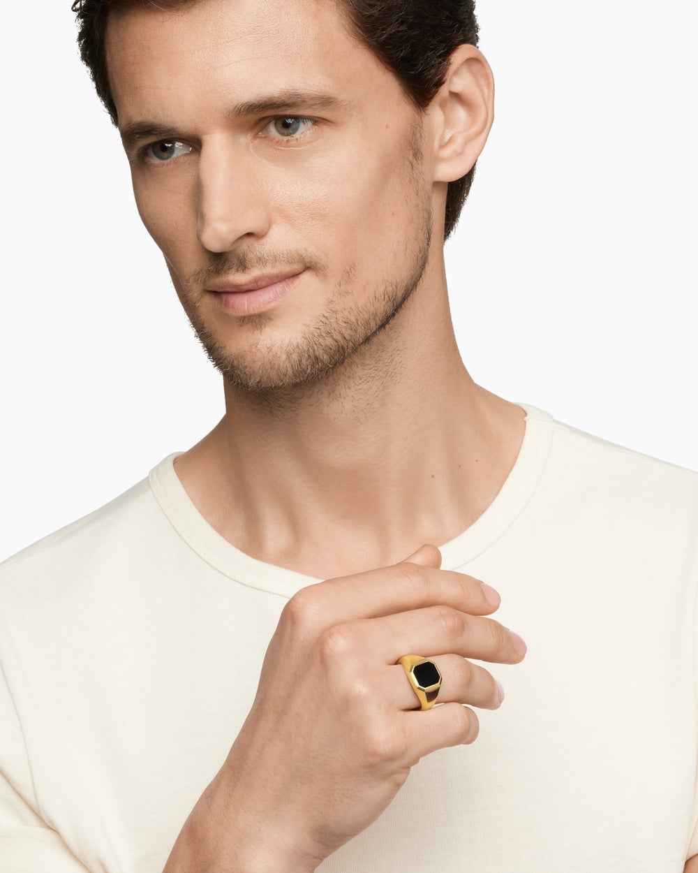 Mens Streamline Signet Ring in 18ct Yellow Gold, 14mm
