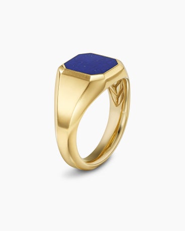 Streamline® Signet Ring in 18K Yellow Gold with Lapis, 14mm