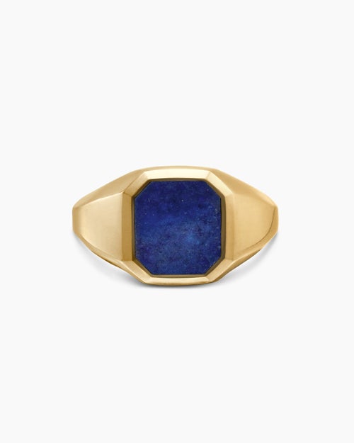 Mens Streamline Signet Ring in 18ct Yellow Gold, 14mm