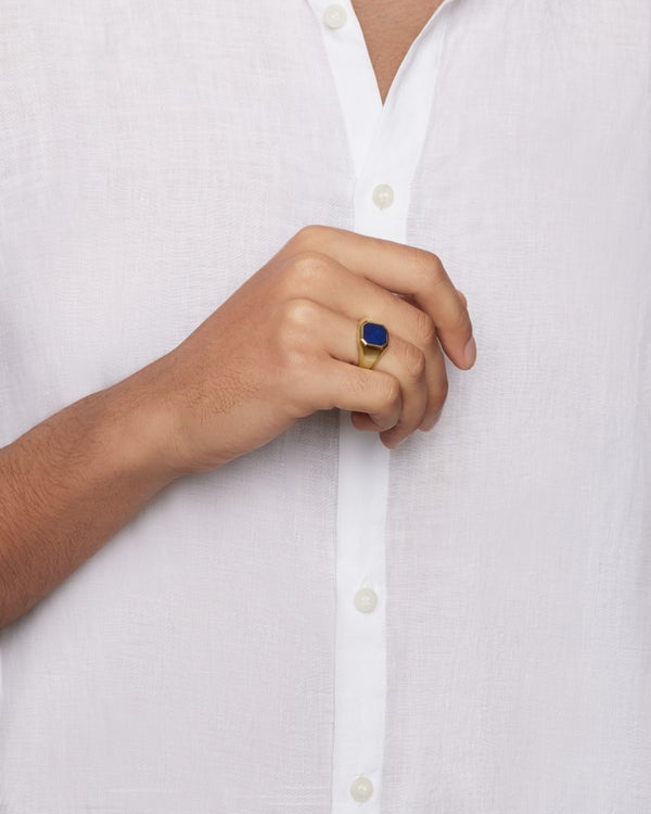 Streamline Signet Ring in 18K Yellow Gold, 14mm