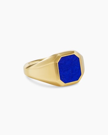Streamline® Signet Ring in 18K Yellow Gold with Lapis, 14mm