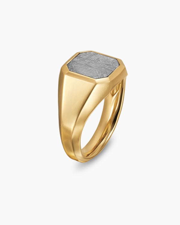 Bague chevalière Streamline en or jaune 18 carats, 14 mm