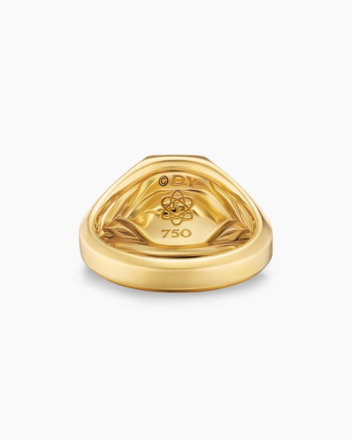 Mens Streamline Signet Ring in 18K Yellow Gold, 14mm